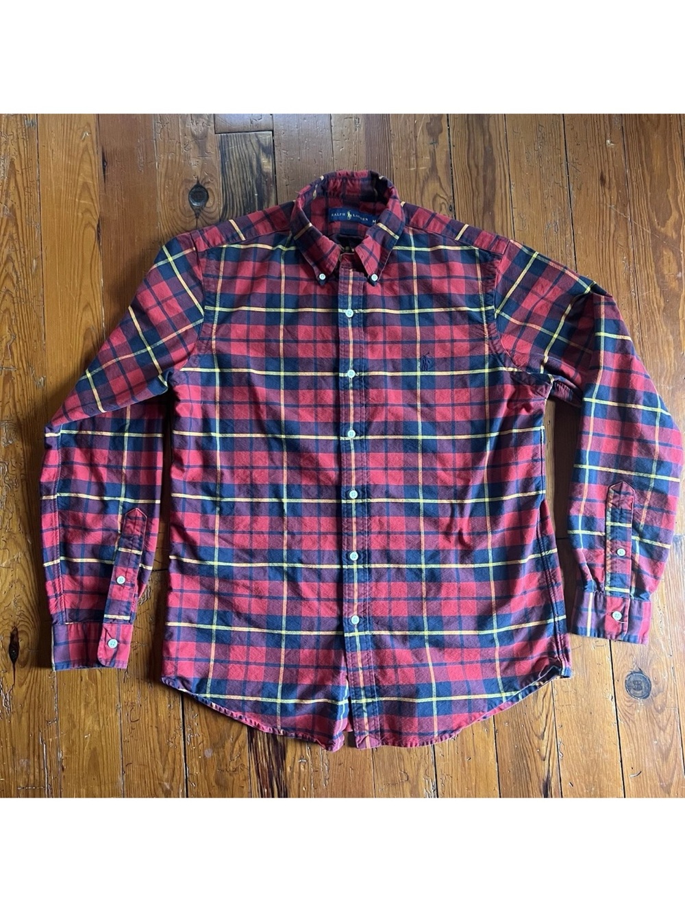 VTG Blue Label Ralph Lauren Red Plaid Button Down Men’s Medium